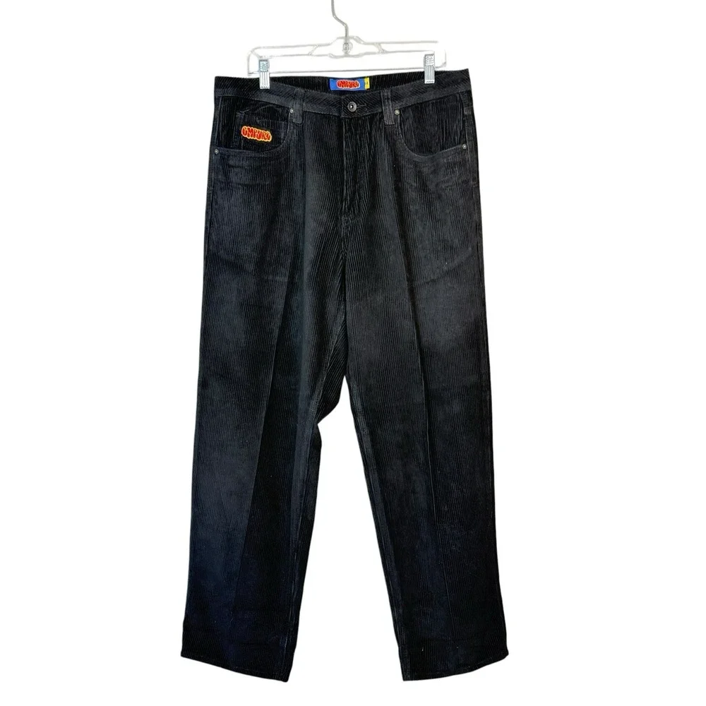 Empyre Pants Mens 34 Black Corduroy Relaxed Fit Loose Baggy Skate‎ Fit Y2K 90s
